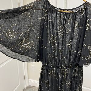 Vintage 70s 80s sheer gold black disco dress